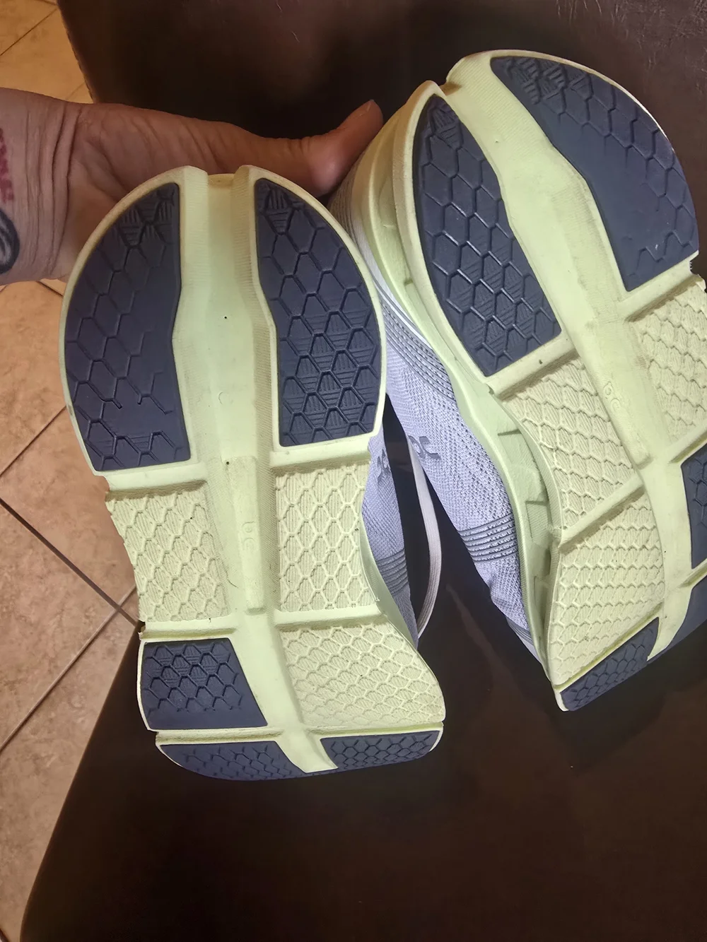Light Gray and Lime Women's Athletic Running Shoes